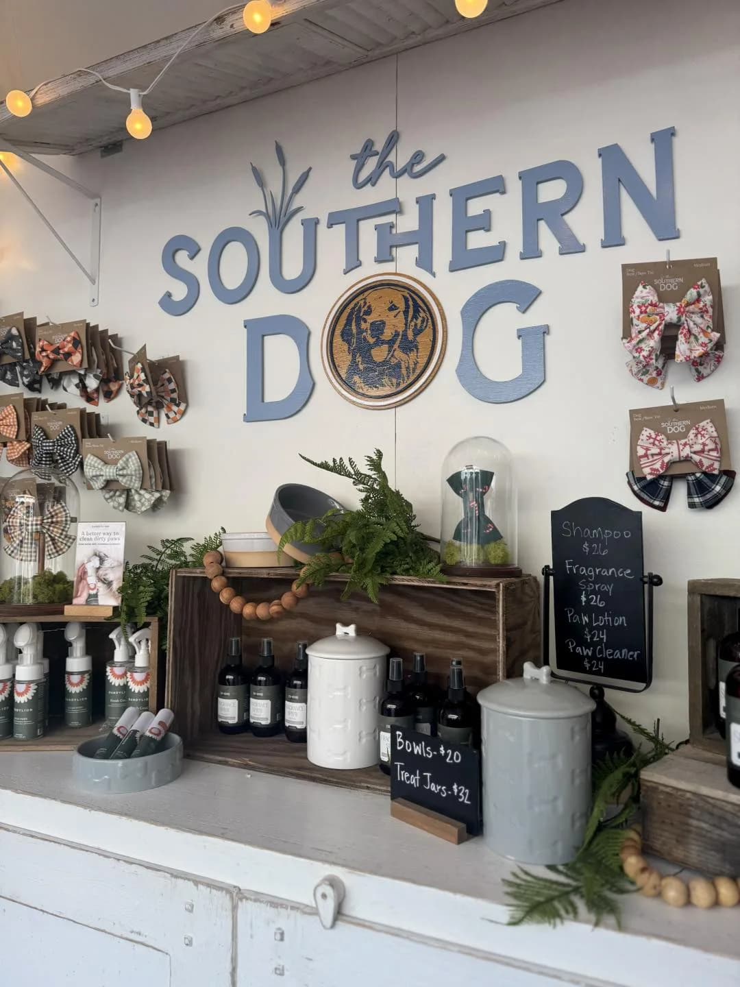 Southern Dog pet boutique — bandanas, bows, and pet gifts